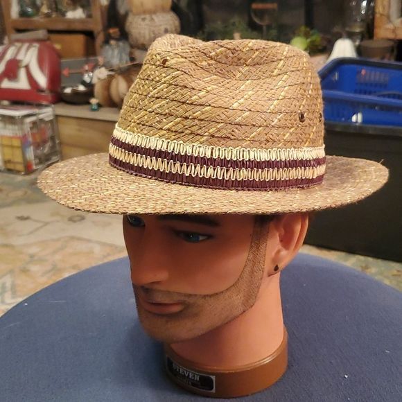 italy Other - Malaga Straw Trilby for Women, Men and Children, size 7 1/8
